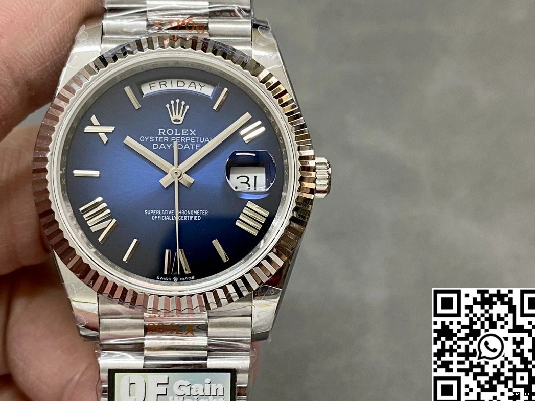 Rolex Steel Blue QF Day v5 Tungsten Date Deep Dial Factory 228239-0076 0227